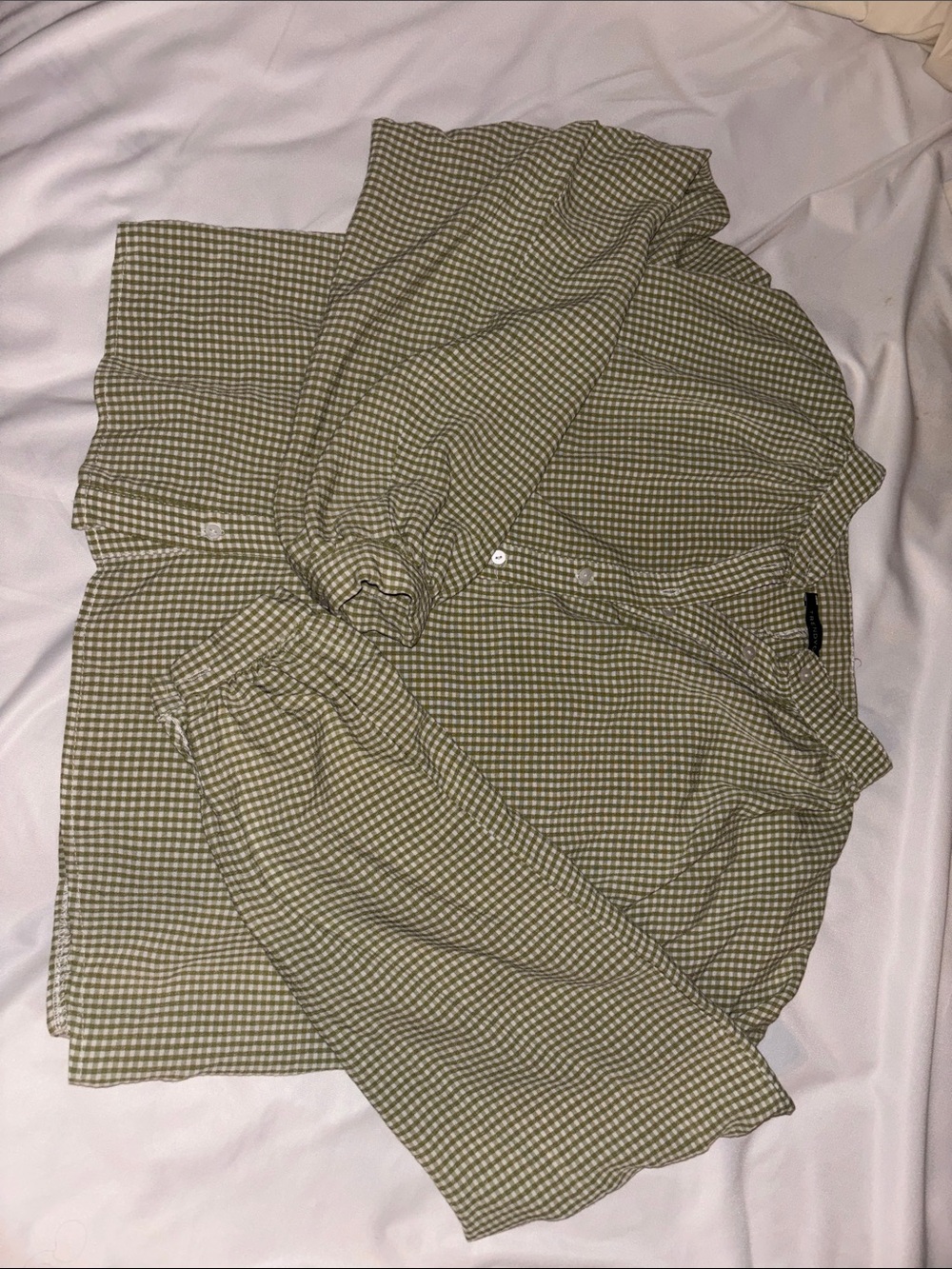 Trendyol Olive Gingham Button-Down Shirt